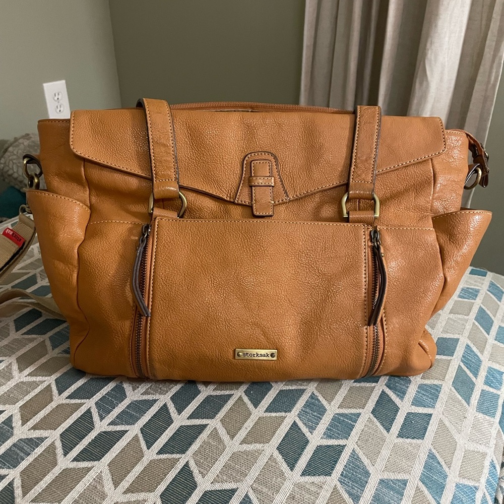 Storksak Leather Diaper Bag